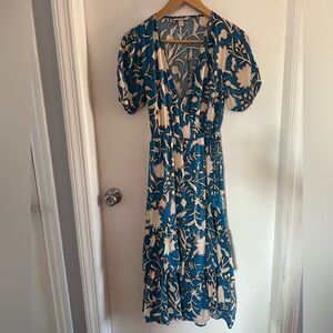 🌻 Knox Rose Blue and Cream Floral Maxi Wrap Dress 🌻